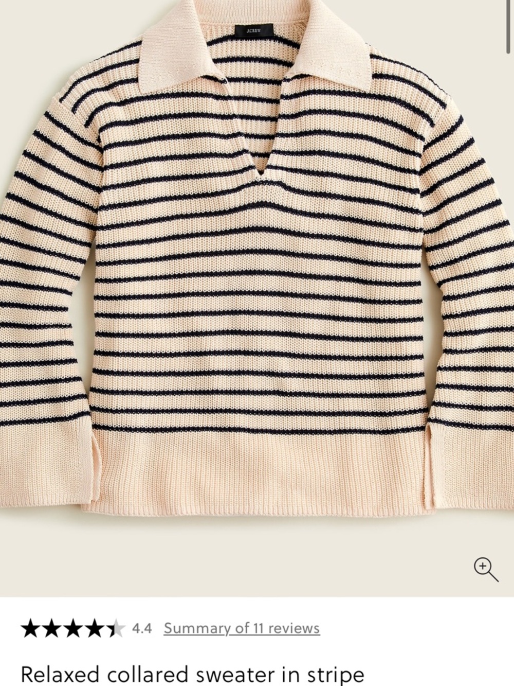 J. Crew Striped V‑Neck Collared Sweater in  Navy stripes
